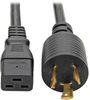 C19 to L6-20P Heavy-Duty Power Cord - 20A, 250V, 12 AWG, 10 ft., Black -- P040-010 - Image