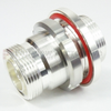 7/16 DIN Female (Jack) to 7/16 DIN Female (Jack) Bulkhead Adapter, Silver Plated Brass Body, 1.15 VSWR -- SM3383 - Image