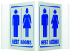 Brady Acrylic V Shape White Restroom Sign - 9 in Width x 6 in Height - TEXT: REST ROOMS - V1RR02A -- 754476-49390 - Image