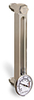 Aluminum Liquid Level Gage with Dial Thermometer, 7” Centerline, 1/4