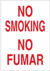 Brady B-120 Fiberglass Reinforced Polyester Rectangle White Smoking Not Permitted Sign - 14 in Width x 20 in Height - Language English / Spanish - TEXT: NO SMOKING / NO FUMAR - 39820 - 754476-39820 - R. S. Hughes Company, Inc.