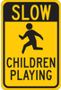Brady B-555 Aluminum Rectangle Pedestrian & Crosswalk Sign - 12 in Width x 18 in Height - TEXT: CHILDREN PLAYING - 124434 - 754473-80669 - R. S. Hughes Company, Inc.