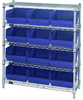 Open Wire Shelving, 5Shelves, 12Bin, Blu; Shelving Unit Type Quantum Storage - 44AC8142 - Newark, An Avnet Company