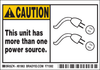 Brady B-302 Black / Yellow on White Polyester Machine & Equipment Safety Label - 5 in Width - 3 1/2 in Height - Printed Text = CAUTION - THIS UNIT HAS MORE THAN ONE POWER SOURCE. - 81963 - 754476-81963 - R. S. Hughes Company, Inc.