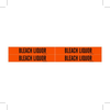 Brady B-946 Black on Orange Vinyl Self-Adhesive Pipe Marker - 1 1/8 in Height - 3/4 in Character Height - 7 in Length - Printed Msg = BLEACH LIQUOR - 7325-4 - 754473-66739 - R. S. Hughes Company, Inc.