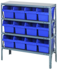 Open Shelving, 4Shelves, 15Bins, Blue; Shelving Unit Type Quantum Storage - 44AC8894 - Newark, An Avnet Company