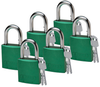 Brady Green Aluminum 6-pin Keyed & Safety Padlock 51362 - 1 1/2 in Width - 1 3/5 in Height - 1/4 in Shackle Diameter - 2 Key(s) Included - 754476-51362 -- 754476-51362 - Image