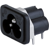 IEC Appliance Inlet C6, insert Mounting, Front or Rear Side, Solder, PCB or Quick-connect Terminal -- 2563 - Image