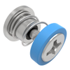 Captive Screw, M3 X 0.5 Thread, Press-in, Phillips Recess, Smooth Blue Knob -- 52-A33-51-4-008 - Image
