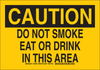 Brady B-401 High Impact Polystyrene Rectangle Yellow Food, Beverage & Smoking Sign - 14 in Width x 10 in Height - TEXT: CAUTION DO NOT SMOKE EAT OR DRINK IN THIS AREA - 128110 - 754473-76869 - R. S. Hughes Company, Inc.