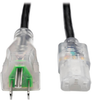 Hospital-Grade Power Cord, NEMA 5-15P to C13 - Green Dot, 13A, 125V, 16 AWG, 3 ft., Clear Plugs -- P006-003-HG13CL - Image