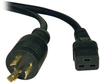 C19 to L6-20P Heavy-Duty Power Cord - 20A, 250V, 12 AWG, 12 ft., Black -- P040-012 - Image