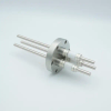 Power Feedthrough, 12,000 Volts, 55 Amps, 3 Pins, 0.25″ Nickel Conductors, 2.75″ Conflat Flange - A0064-5-CF - MPF Products, INC.
