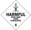 Brady B-101 Polycoated Tagstock Square White Food Sanitation Sign - 10.75 in Width x 10.75 in Height - TEXT: HARMFUL STOW AWAY FROM FOODSTUFFS - 63451 -- 754473-63451 - Image