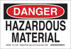 Brady B-563 High Density Polypropylene Rectangle White Chemical, Biohazard, Hazardous & Flammable Material Sign - 10 in Width x 7 in Height - TEXT: DANGER HAZARDOUS MATERIAL - 116154 - 754473-18797 - R. S. Hughes Company, Inc.