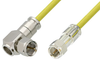 75 Ohm F Male to 75 Ohm F Male Right Angle Cable 12 Inch Length Using 75 Ohm PE-B159-YW Yellow Coax - PE38137/YW-12 - Pasternack