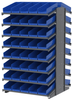Akro-Mils 1800 lb Blue Gray Powder Coated Steel 16 ga Double Sided Fixed Rack - 36 3/4 in Overall Length - 84 Bins - Bins Included - APRD18138 BLUE -- APRD18138 BLUE - Image