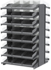 Akro-Mils 1800 lb Clear Gray Powder Coated Steel 16 ga Double Sided Fixed Rack - 36 3/4 in Overall Length - 48 Bins - Bins Included - APRD18178SC -- APRD18178SC - Image
