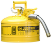 Justrite Accuflow Yellow Steel 2 1/2 gal Safety Can - 12 in Height - 11 3/4 in Overall Diameter - 697841-14059 - 697841-14059 - R. S. Hughes Company, Inc.