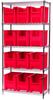Akro-Mils Stak-N-Store 2000 lb Adjustable Red Chrome Steel Open Adjustable Fixed Shelving System - 12 Bins - 2000 lb Total Capacity - AWS183613014 RED - AWS183613014 RED - R. S. Hughes Company, Inc.