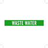 Brady B-946 White on Green Vinyl Self-Adhesive Pipe Marker - 2 1/4 in Height - 2 in Character Height - 14 in Length - Printed Msg = WASTE WATER - 7301-1 - 754476-79146 - R. S. Hughes Company, Inc.