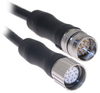 MCV, M23, Cordset, 19 Pole, Male Straight / Female Straight, 1M, 4A, PUR, Black - MCVP-12MMFP-10M - Mencom Corporation