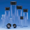 Clear Glass E-C Sample Vials w/ Black Phenolic Screw Caps -- 224744 - Image
