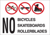 Brady B-401 High Impact Polystyrene Rectangle White Loitering, Soliciting, & Trespassing Sign - 14 in Width x 10 in Height - TEXT: NO BICYCLES SKATEBOARDS ROLLERBLADES - 95413 - 754476-95413 - R. S. Hughes Company, Inc.