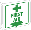 Brady Silk Screened L Shape White First Aid Sign - 8 in Width x 8 in Height - TEXT: FIRST AID - 45458 - 754476-45458 - R. S. Hughes Company, Inc.