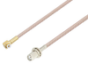 Snap-On MMBX Plug Right Angle to SMA Female Bulkhead Cable 4 Inch Length Using RG316 Coax - PE3C4018-4 - Pasternack