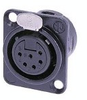 Neutrik 6-pin XLR panel mount (f) w/ Nuetrik connectors - black w/ gold pins. - CA-NC6FDL1B - Visual Sound, Inc.