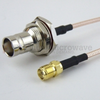 SMA Female (Jack) to BNC Female (Jack) Bulkhead Cable M17/113-RG316 Coax Up To 3 GHz in 120 Inch - FMC1338316-120 - Fairview Microwave Inc.