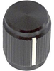 Knob;Instrumentation;Dia 0.5in;Shaft Sz0.25in;Screw;Saw Cut Line;Black Gloss - 70126040 - Allied Electronics, Inc.