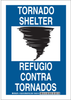 Brady B-302 Polyester Rectangle Blue Tornado & Severe Weather Shelter Sign - 10 in Width x 10 in Height - Laminated - Language English / Spanish - TEXT: TORNADO SHELTER / REFUGIO CONTRA TORNADOS - 125 - 754473-73171 - R. S. Hughes Company, Inc.