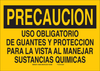 Brady B-555 Aluminum Rectangle Yellow Chemical, Biohazard, Hazardous & Flammable Material Sign - 14 in Width x 10 in Height - Language Spanish - 124926 - 754473-72539 - R. S. Hughes Company, Inc.
