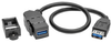 USB 3.0 All-in-One Keystone/Panel Mount Coupler Cable (F/F), Angled Connector, Black, 1 ft. -- U325-001-KPA-BK - Image