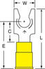 3M Scotchlok Yellow Locking Brazed Vinyl Brazed Fork & Spade Terminal MV10-6FBK - 1.03 in Length - 0.32 in Fork Width - #6 Stud - 054007-02014 - R. S. Hughes Company, Inc.