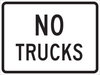 Brady B-959 Aluminum Rectangle White Restricted Vehicle Sign - 24 in Width x 18 in Height - TEXT: NO TRUCKS - 115534 - 754473-18524 - R. S. Hughes Company, Inc.