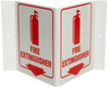 Brady Prinzing Acrylic V Shape White Fire Equipment Sign - 9 in Width x 6 in Height - Glow in the Dark - TEXT: FIRE EXTINGUISHER - V1FEG1G - 754476-49378 - R. S. Hughes Company, Inc.