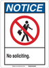 Brady B-120 Fiberglass Reinforced Polyester Rectangle White Loitering, Soliciting, & Trespassing Sign - 7 in Width x 10 in Height - TEXT: NOTICE NO SOLICITING - 45001 - 754476-45001 - R. S. Hughes Company, Inc.