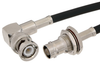 BNC Male Right Angle to BNC Female Bulkhead Cable 12 Inch Length Using RG58 Coax - PE33189-12 - Pasternack