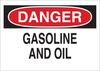 Brady B-302 Polyester Rectangle White Chemical, Biohazard, Hazardous & Flammable Material Sign - 14 in Width x 10 in Height - Laminated - TEXT: DANGER GASOLINE AND OIL - 85490 - 754476-85490 - R. S. Hughes Company, Inc.