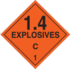 Brady B-120 Fiberglass Reinforced Polyester Square Orange Truck Placards Sign - 10 3/4 in Width x 10 3/4 in Height - TEXT: EXPLOSIVE 1.4C 1 - 63362 - 754476-63362 - R. S. Hughes Company, Inc.