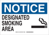 Brady B-555 Aluminum Rectangle White Smoking Permitted Sign - 14 in Width x 10 in Height - TEXT: NOTICE DESIGNATED SMOKING AREA - 132006 - 754473-82991 - R. S. Hughes Company, Inc.