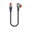 Sensor / Actuator Connectors: Cordset, double ended, M12 Standard, Straight Male, 4-pole to a, M12 Standard, Angled Female, 4-pole; with Grey PVC 22 AWG cable -- RST 4-RKWT 4-646
