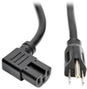 5-15P to Right-Angle C15 Power Cord - Heavy Duty, 15A, 125V, 14 AWG, 8 ft., Black -- P019-008-C15RA - Image
