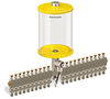 Yellow Color Key, Clear View Multiple Feed Electro Lubricator, 1/2 gal Pyrex Reservoir, 21 Feeds, 1/4” OD Tube Outlets, 24VDC - B5162-064PB21024D1YW - Oil-Rite Corp.