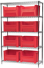 Akro-Mils Stak-N-Store 2000 lb Adjustable Red Chrome Steel Open Adjustable Fixed Shelving System - 9 Bins - 2000 lb Total Capacity - AWS184813017 RED - AWS184813017 RED - R. S. Hughes Company, Inc.