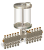 (Formerly B3153-4X-12F), Multiple Feed Manual Lubricator, 1 qt Acrylic Reservoir, 12 Feeds - B3153-032A12B111GW - Oil-Rite Corp.