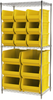 Akro-Mils Akrobin 2000 lb Adjustable Yellow Chrome Steel Open Adjustable Fixed Shelving System - 12 Bins, 6 Bins - 2000 lb Total Capacity - AWS24360SAB YELLOW - AWS24360SAB YELLOW - R. S. Hughes Company, Inc.